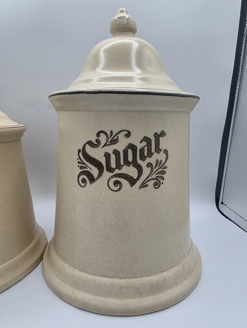 Vintage Pfaltzgraff Coffee Sugar Ceramic Cannister set Of 2 No Chips Beige Cream